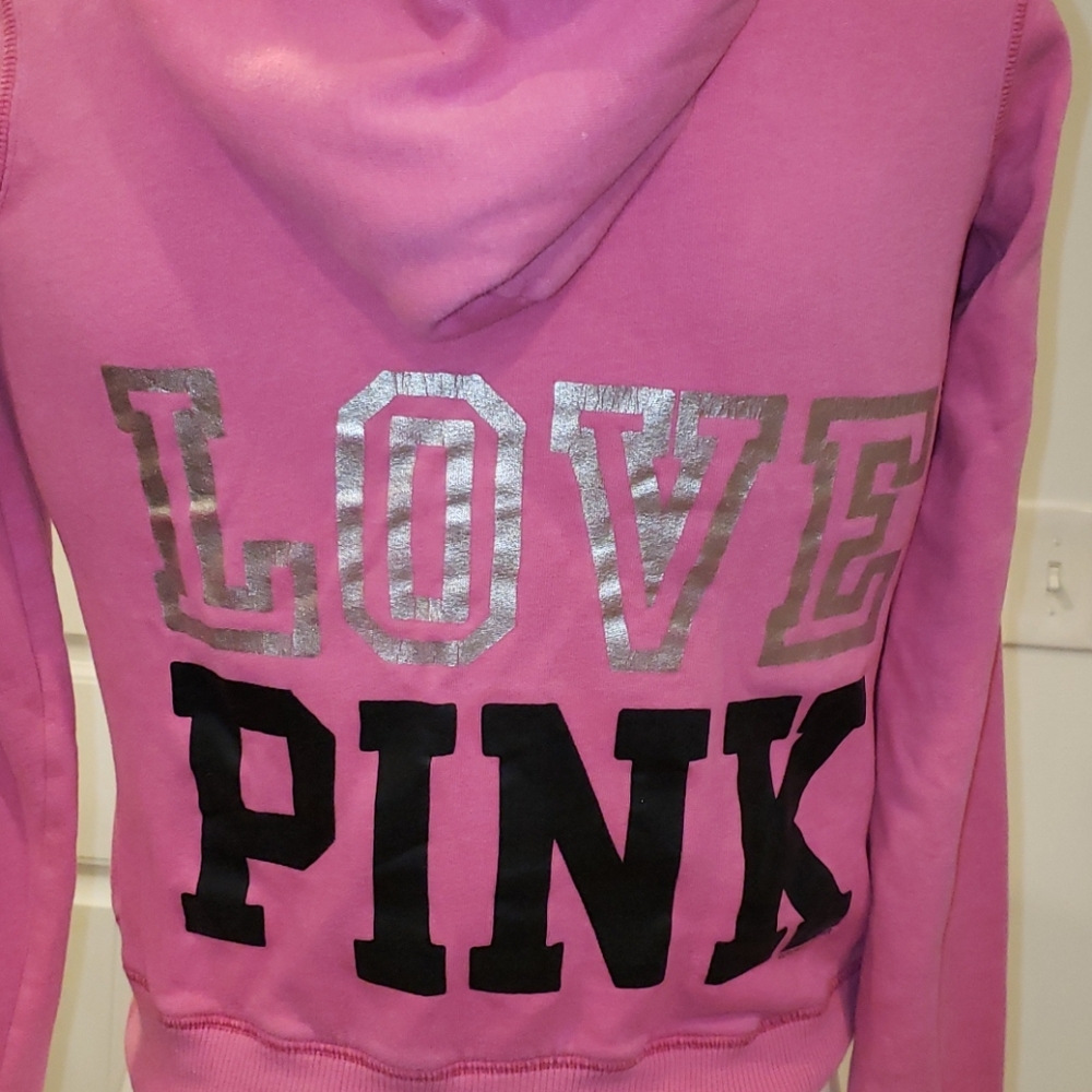 Used Women's Pink zip up sweatshirt hoodie medium - Picture 5 of 7